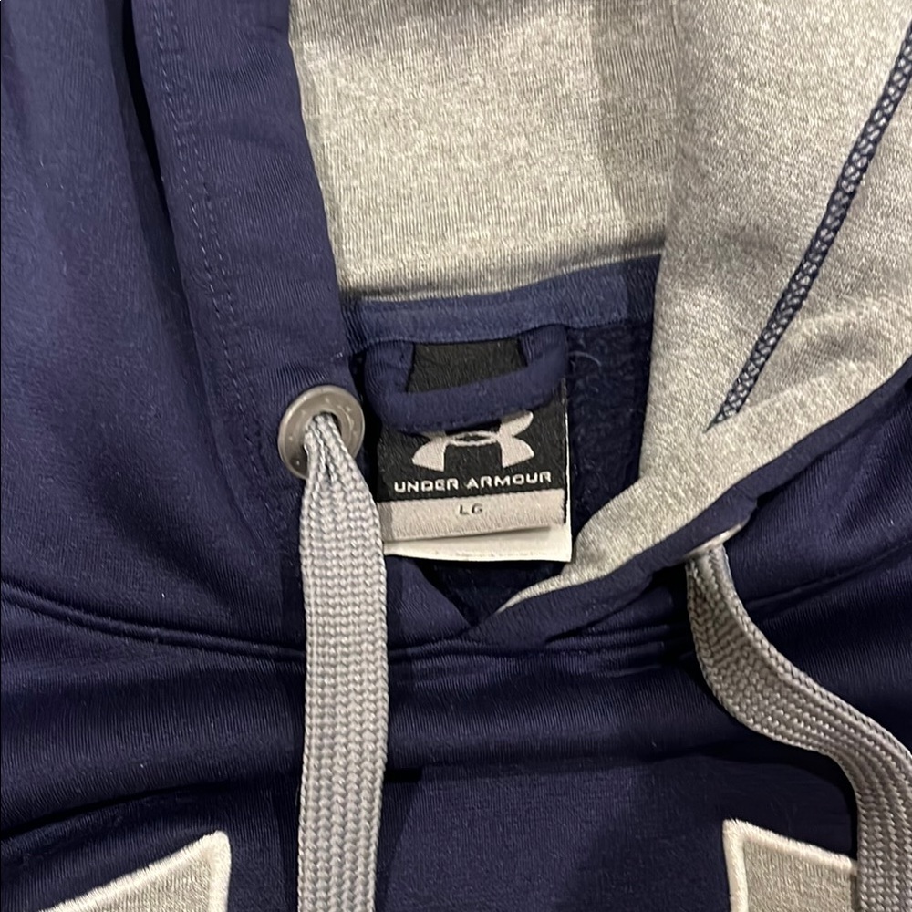 Under Armour Dark Blue Hoodie with Silver Logo - Picture 3 of 3